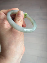 Load image into Gallery viewer, 50.5mm Certified Type A 100% Natural icy green brown oval Jadeite Jade bangle E55-3561