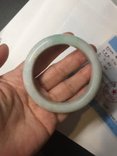 Load image into Gallery viewer, 53.5mm certified 100% natural Type A sunny green/white jadeite jade bangle BM41-8047