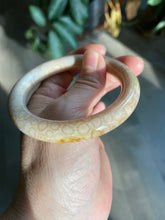 Load image into Gallery viewer, 54.7mm 100% natural beige yellow pink round cut Coral Jade (珊瑚玉) bangle SY36