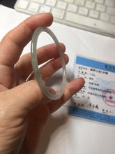 Load image into Gallery viewer, 54.5mm Certified Type A 100% Natural icy watery white/light green/light purple flat slim Jadeite Jade bangle BG224-8576