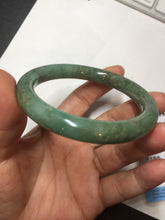 Load image into Gallery viewer, 55.5mm Certified Type A 100% Natural dark green/gray round cut Jadeite Jade bangle D155-5370