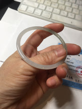 Load image into Gallery viewer, 54.5mm Certified Type A 100% Natural icy watery white/light green/light purple flat slim Jadeite Jade bangle BG224-8576