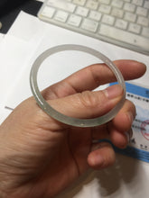 Load image into Gallery viewer, 54.5mm Certified Type A 100% Natural icy watery white/light green/light purple flat slim Jadeite Jade bangle BG224-8576