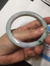Load image into Gallery viewer, 58mm certificated Type A 100% Natural light green purple with green floating flowers Jadeite Jade bangle AS83-3016