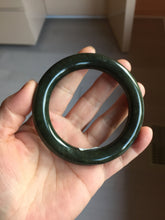 Load image into Gallery viewer, 57.4mm certified 100% Natural dark green/black chubby round cut nephrite bangle HN187-0153