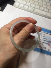 Load image into Gallery viewer, 54.5mm Certified Type A 100% Natural icy watery white/light green/light purple flat slim Jadeite Jade bangle BG224-8576