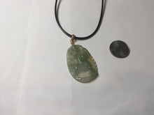 Load image into Gallery viewer, Type A 100% Natural Icy Watery Light Green gray (淡油冰)Jadeite Jade Greatest of All Time Goat Pendant PC230