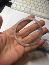 Load image into Gallery viewer, 54.5mm Certified Type A 100% Natural icy watery white/light green/light purple flat slim Jadeite Jade bangle BG224-8576