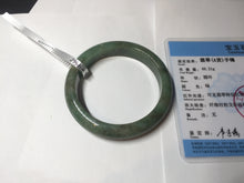 Load image into Gallery viewer, 55.5mm Certified Type A 100% Natural dark green/gray Jadeite Jade bangle D156-5371