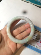 Load image into Gallery viewer, 58.9mm certified 100% natural type A light sunny green/purple/yellow chubby round cut jadeite jade bangle BF37-9225