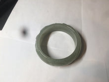 Load image into Gallery viewer, 60.8mm 100% natural dark green/gray carved fish and lotus(年年有余) Quartzite (Shetaicui jade) bangle SY61