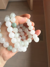 Load image into Gallery viewer, 10-10.5mm 100% natural icy watery clear white light green Quartzite beads Bracelet CB82 Add on item