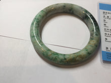 Load image into Gallery viewer, 58mm Certified Type A 100% Natural Sunny Green Brown with Green Floating Flowers round cut Jadeite Jade Bangle PC211-6216 58/11.3/10.6mm