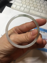 Load image into Gallery viewer, 54.5mm Certified Type A 100% Natural icy watery white/light green/light purple flat slim Jadeite Jade bangle BG224-8576
