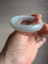 Load image into Gallery viewer, 47mm certified 100% natural Type A icy watery light green white oval jadeite jade bangle AU43-8151