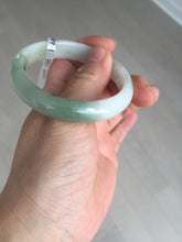 Load image into Gallery viewer, 53.9mm certified natural 100% natural Type A light green/white with green floating flowers jadeite jade bangle BP20-4999