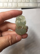 Load image into Gallery viewer, Type A 100% Natural Icy Watery Light Green gray (淡油冰)Jadeite Jade Greatest of All Time Goat Pendant PC231