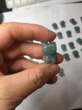 Load image into Gallery viewer, Type A 100% Natural dark green blue gray black Guatemala jadeite jade Snowflake Kitty(雪花猫) pendant BS138 Add one item