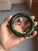 Load image into Gallery viewer, 57mm certified 100% Natural dark green/black Ocean Waves chubby round cut nephrite bangle HN186-0884