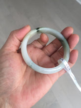 Load image into Gallery viewer, 53.9mm certified natural 100% natural Type A light green/white with green floating flowers jadeite jade bangle BP20-4999