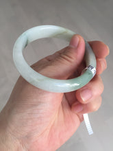 Load image into Gallery viewer, 53.9mm certified natural 100% natural Type A light green/white with green floating flowers jadeite jade bangle BP20-4999