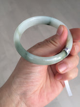 Load image into Gallery viewer, 53.9mm certified natural 100% natural Type A light green/white with green floating flowers jadeite jade bangle BP20-4999