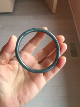 Load image into Gallery viewer, 60.8mm Certified Type A 100% Natural icy watery dark green/blue/gray Guatemala slim round cut Jadeite bangle PH140-4311
