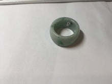 Load image into Gallery viewer, Size 10 3/4 100% natural type A sunny green light green white broad jadeite jade band ring thumb ring PC246-1