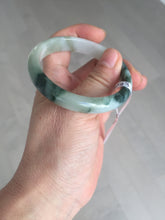 Load image into Gallery viewer, 53.6mm certified natural 100% natural Type A light green/white with green floating flowers jadeite jade bangle BP1-5003