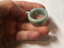 Load image into Gallery viewer, Size 10 3/4 100% natural type A sunny green light green white broad jadeite jade band ring thumb ring PC246-1