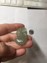 Load image into Gallery viewer, Type A 100% Natural Icy Watery Light Green gray (淡油冰)Jadeite Jade Greatest of All Time Goat Pendant PC231