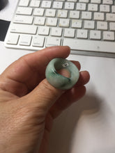Load image into Gallery viewer, Size 10 3/4 100% natural type A sunny green light green white broad jadeite jade band ring thumb ring PC246-2