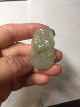 Load image into Gallery viewer, Type A 100% Natural Light Green gray (淡油冰)Jadeite Jade bunny rabbit Pendant PC232