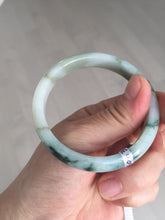 Load image into Gallery viewer, 53.6mm certified natural 100% natural Type A light green/white with green floating flowers jadeite jade bangle BP1-5003