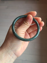 Load image into Gallery viewer, 55.4mm Certified Type A 100% Natural dark green/blue/gray Guatemala slim round cut Jadeite bangle PH139-4309