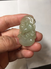 Load image into Gallery viewer, Type A 100% Natural Light Green gray (淡油冰)Jadeite Jade bunny rabbit Pendant PC232