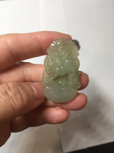 Load image into Gallery viewer, Type A 100% Natural Light Green gray (淡油冰)Jadeite Jade bunny rabbit Pendant PC232