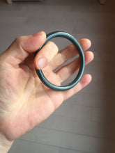 Load image into Gallery viewer, 55.4mm Certified Type A 100% Natural dark green/blue/gray Guatemala slim round cut Jadeite bangle PH139-4309