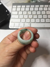 Load image into Gallery viewer, Size 10 3/4 100% natural type A sunny green light green white broad jadeite jade band ring thumb ring PC246-2