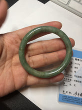 Load image into Gallery viewer, 50.5mm certificated Type A 100% Natural dark green/gray round cut oval Jadeite Jade bangle D157-5372