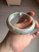 Load image into Gallery viewer, 56.5mm certificated Type A 100% Natural sunny green/purple/yellow Monet’s Water Lilies Jade bangle E62-1029