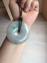 Load image into Gallery viewer, 56.6mm 100% Natural sunny green/purple/gray jadeite Jade big Safety Guardian Button(donut) Pendant/worry stone F143