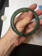 Load image into Gallery viewer, 55.5mm Certified Type A 100% Natural oily dark green(老油青)/gray Jadeite bangle BG225-3214