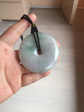 Load image into Gallery viewer, 56.6mm 100% Natural sunny green/purple/gray jadeite Jade big Safety Guardian Button(donut) Pendant/worry stone F143