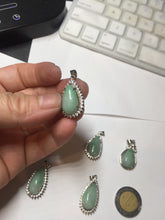 Load image into Gallery viewer, 100% natural type A sunny green jadeite jade water drop pendant necklace group PA111