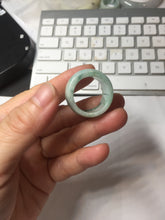 Load image into Gallery viewer, Size 10 3/4 100% natural type A sunny green light green white broad jadeite jade band ring thumb ring PC246-2