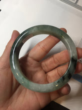 Load image into Gallery viewer, 60.3mm certified type A 100% Natural green/black Jadeite Jade bangle BM42-8565