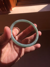 Load image into Gallery viewer, 58.5mm Certified Type A 100% Natural light green/blue/gray Guatemala slim round cut Jadeite bangle PD75-8151