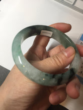 Load image into Gallery viewer, 60.3mm certified type A 100% Natural green/black Jadeite Jade bangle BM42-8565