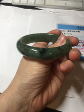 Load image into Gallery viewer, 57.5mm Certified Type A 100% Natural oily dark green(老油青)/gray Jadeite bangle BG226-3213
